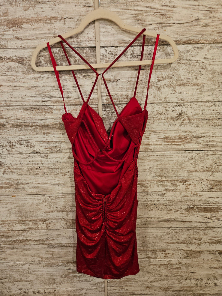 RED SPARKLY SHORT DRESS