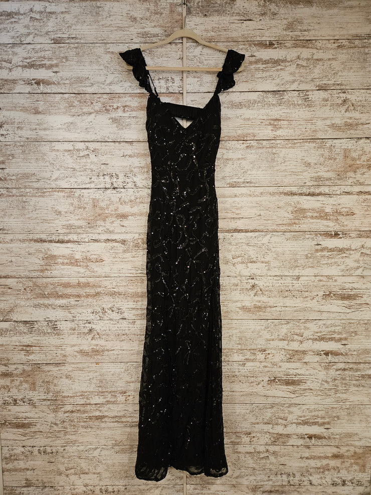 BLACK SPARKLY LONG DRESS