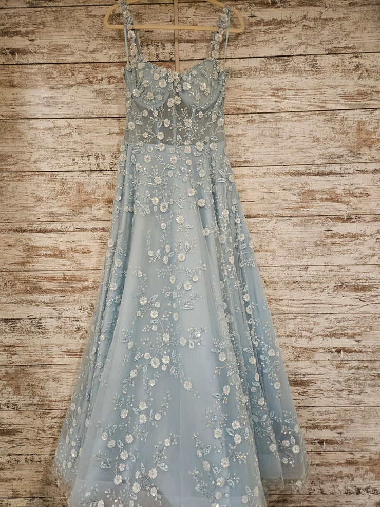 BLUE/FLORAL A LINE GOWN