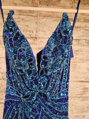 ROYAL BLUE SPARKLY LONG DRESS