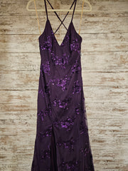 PURPLE SPARKLY LONG DRESS -NEW