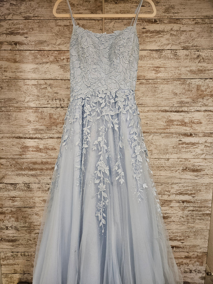 BLUE/FLORAL A LINE GOWN