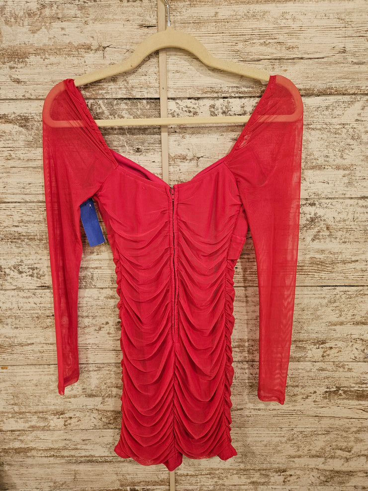 PINK LONG SLEEVE SHORT DRESS