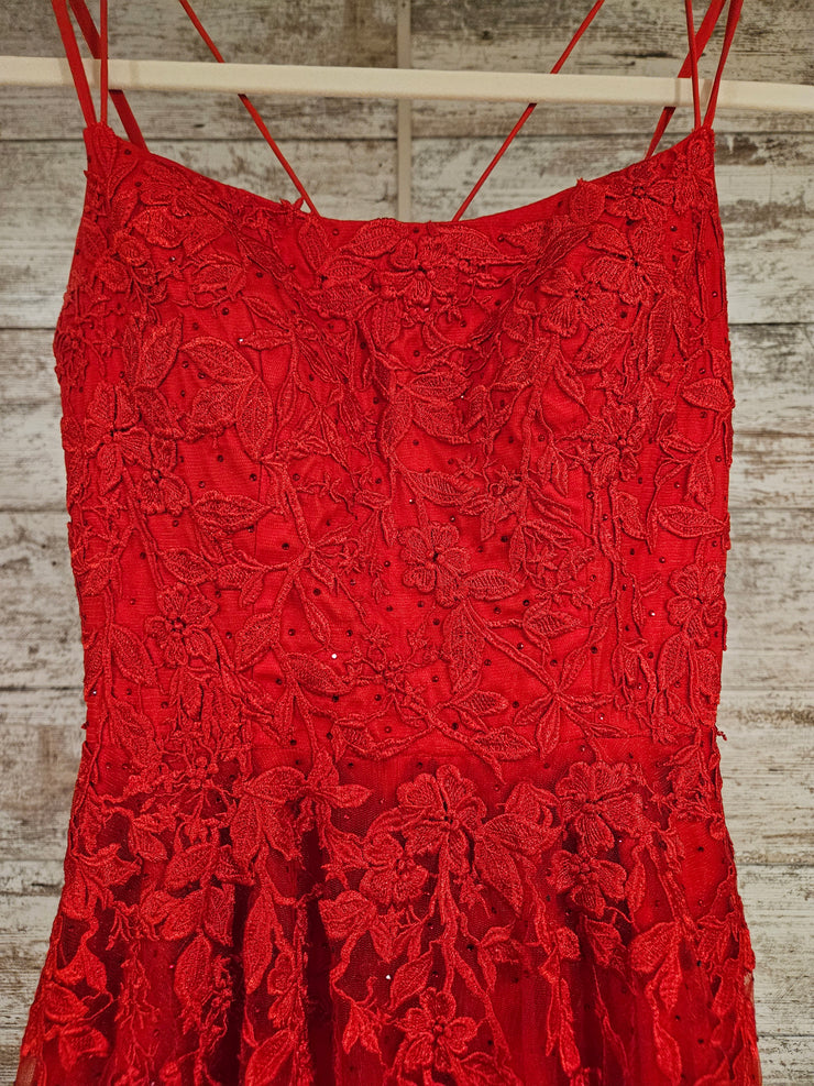 RED/FLORAL A LINE GOWN