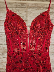 RED/FLORAL SPARKLY MERMAID GOWN