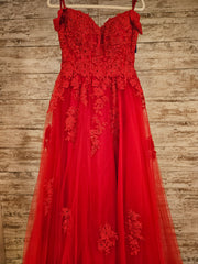 RED/FLORAL A LINE GOWN