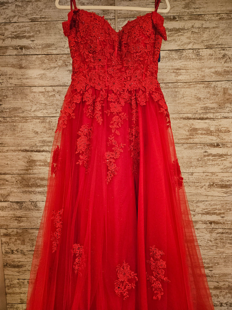 RED/FLORAL A LINE GOWN