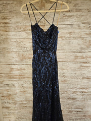 BLACK/NAVY SPARKLY LONG DRESS