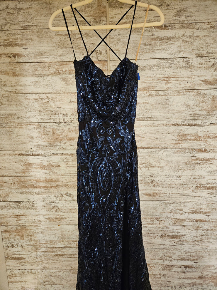 BLACK/NAVY SPARKLY LONG DRESS