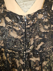 BLACK/NUDE LACE LONG DRESS