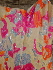 PINK/ORANGE SPARKLY LONG DRESS
