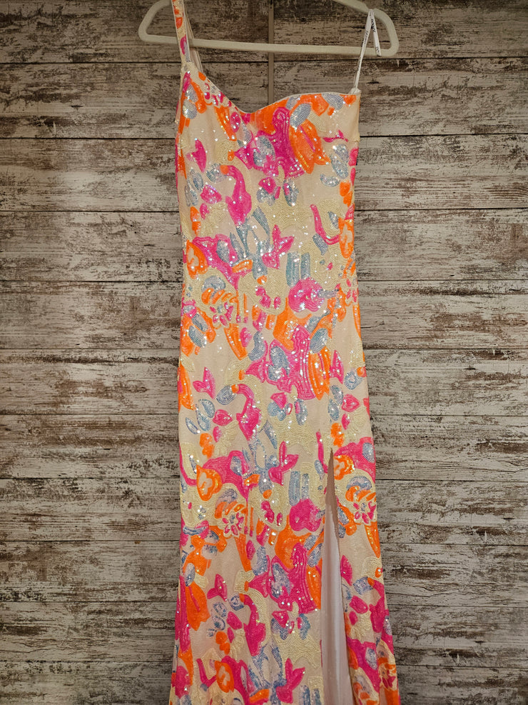 PINK/ORANGE SPARKLY LONG DRESS