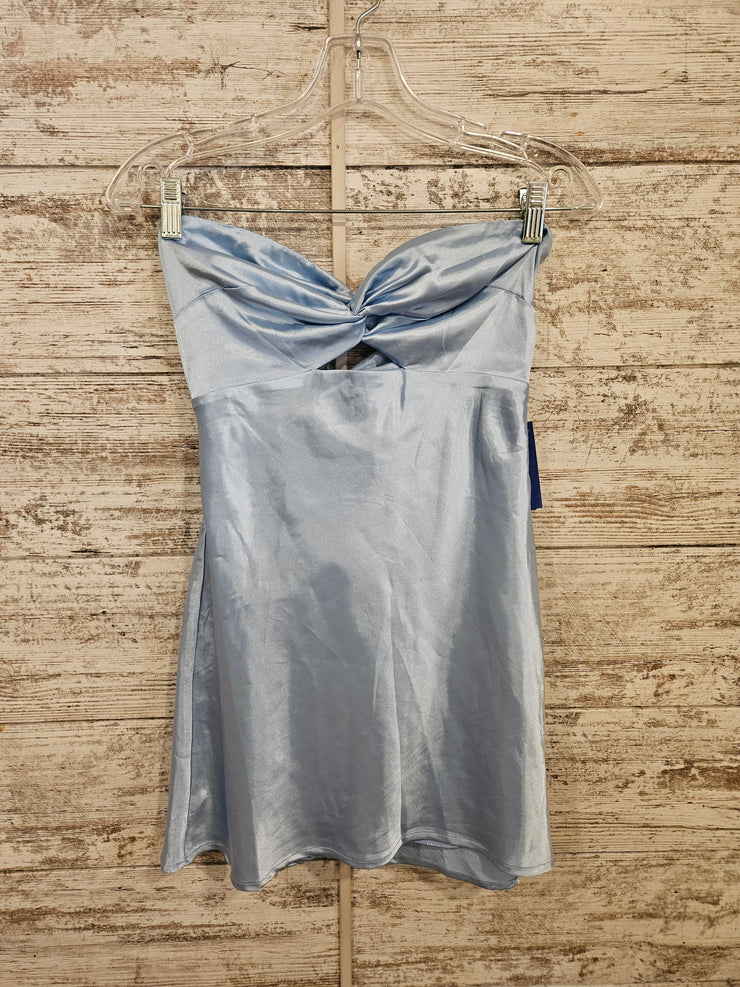 BLUE SATIN SHORT DRESS