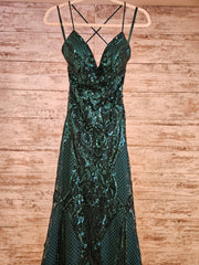 GREEN SPARKLY LONG EVENING GOW
