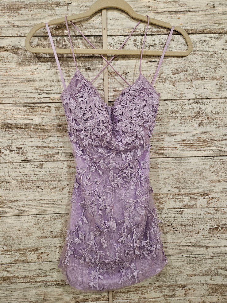 LAVENDER/FLORAL SHORT DRESS