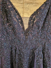 NAVY/FLORAL A LINE GOWN