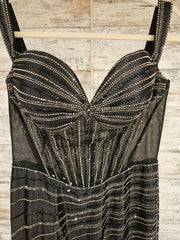 BLACK/SILVER SPARKLY LONG DRES