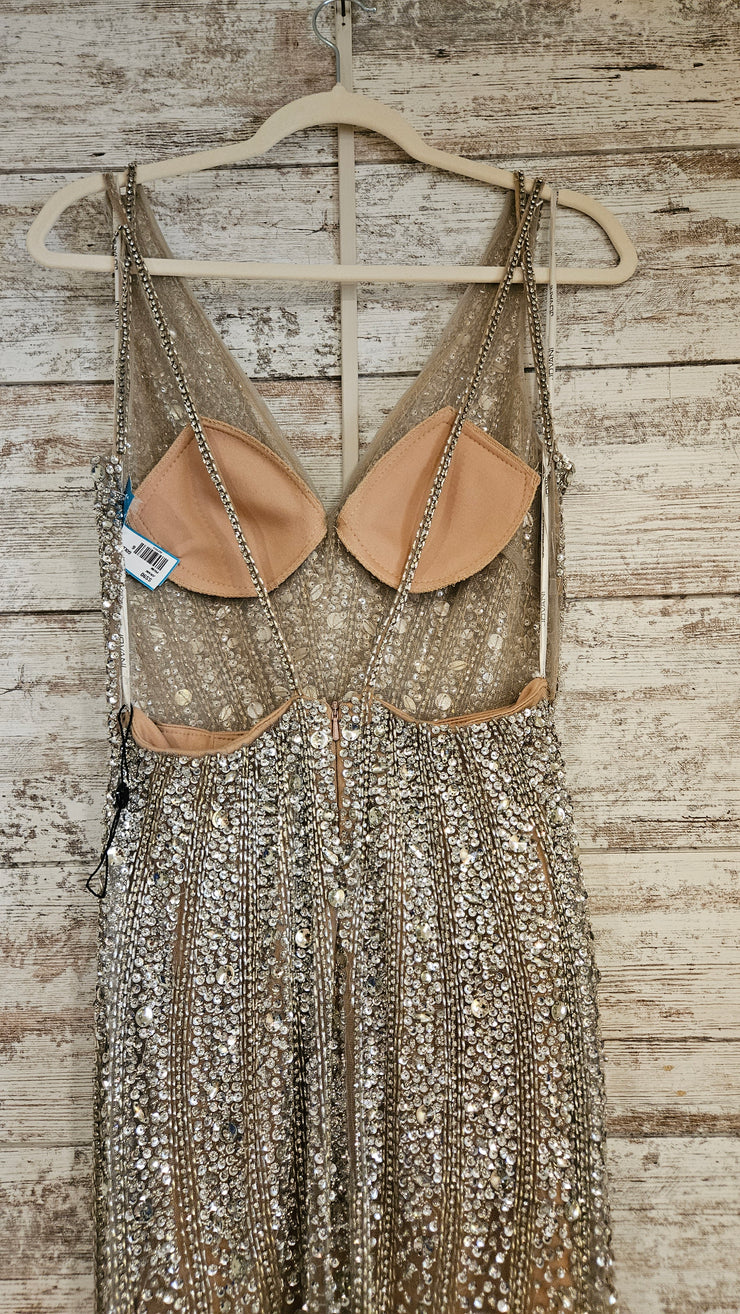GOLD BEADED LONG DRESS (NEW)