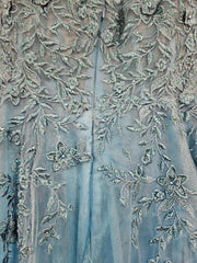 TEAL/FLORAL A LINE GOWN