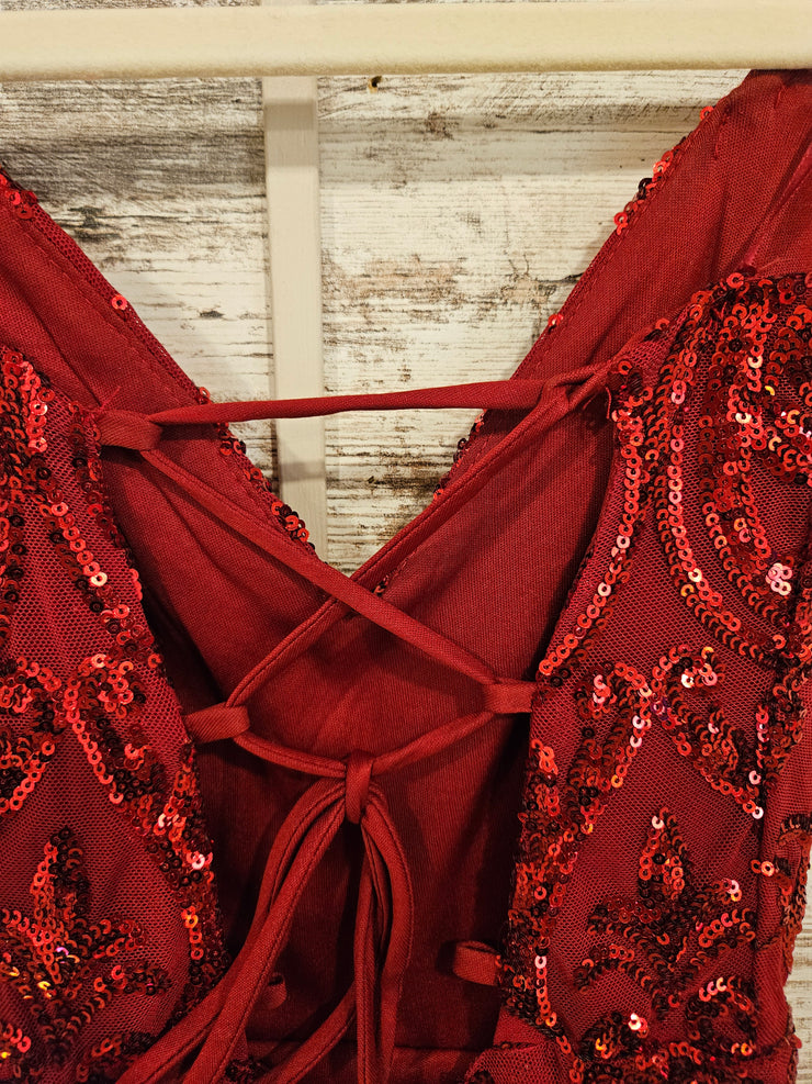RED SPARKLY SHORT DRESS