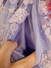 LAVENDER SPARKLY A LINE GOWN