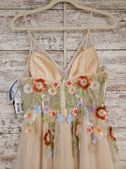 IVORY/FLORAL A LINE GOWN (NEW)