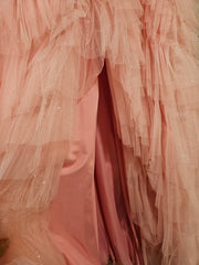 PINK RUFFLED A LINE GOWN $900
