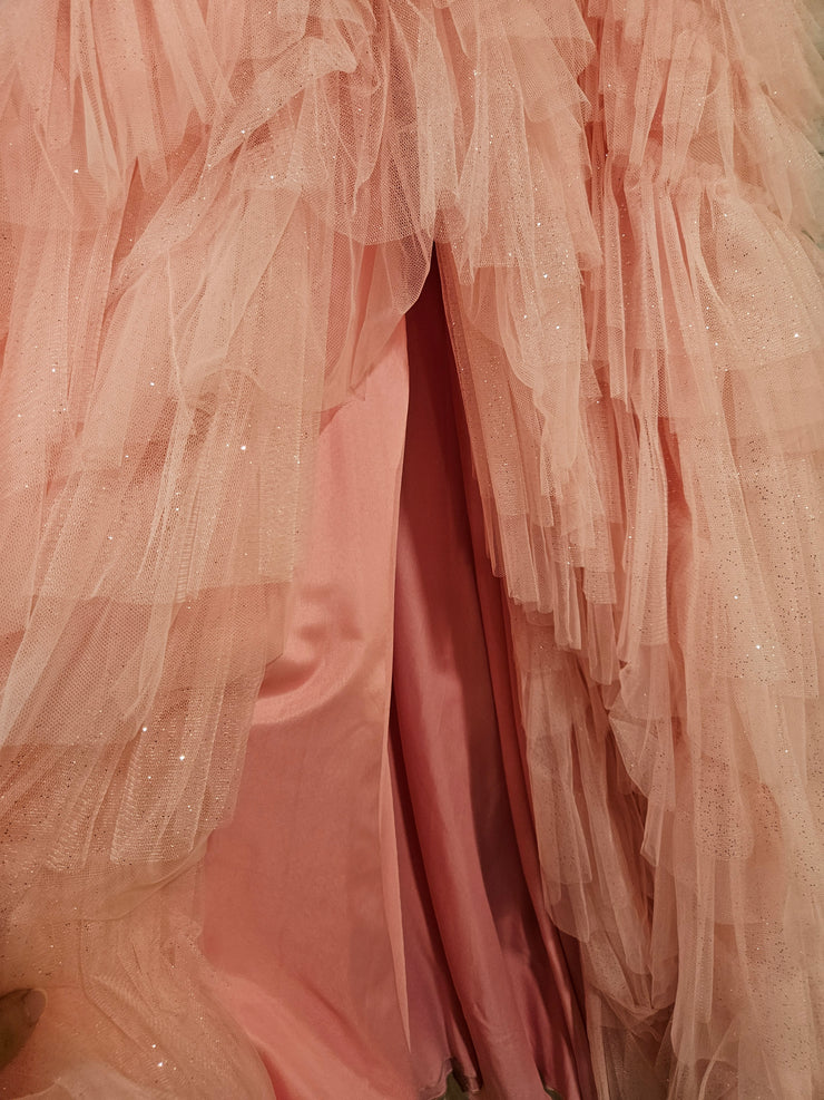 PINK RUFFLED A LINE GOWN $900