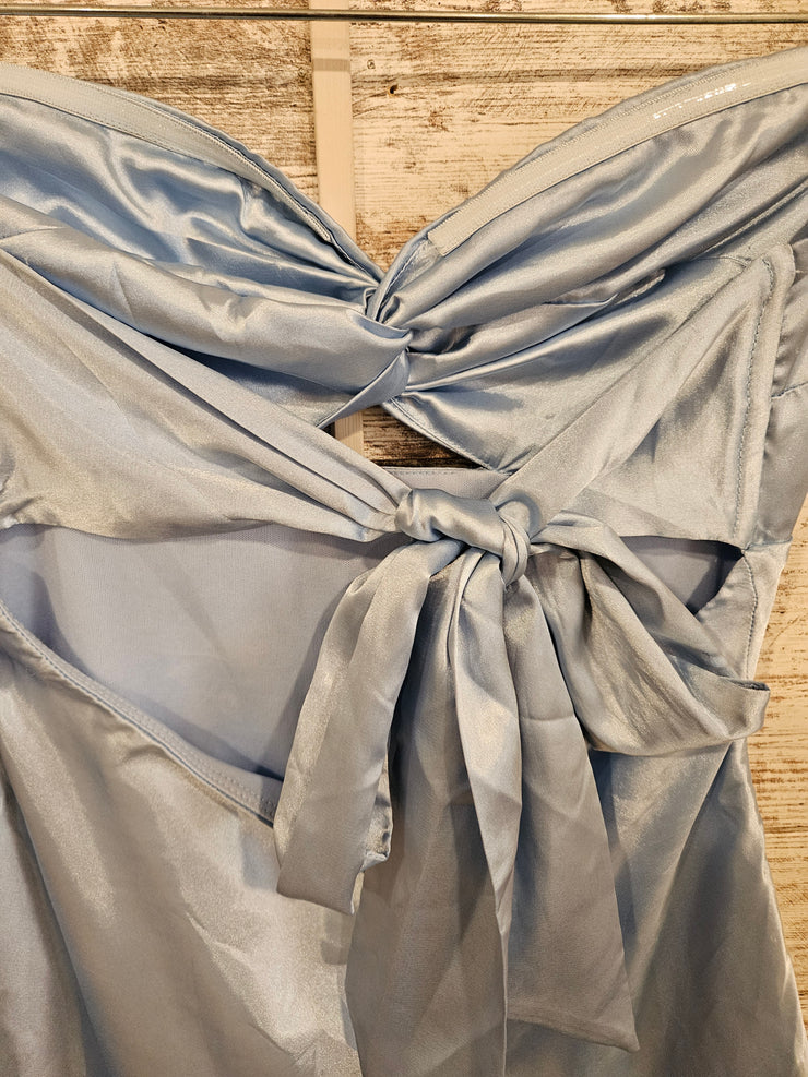 BLUE SATIN SHORT DRESS