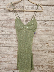 GREEN BEADED SHORT DRESS