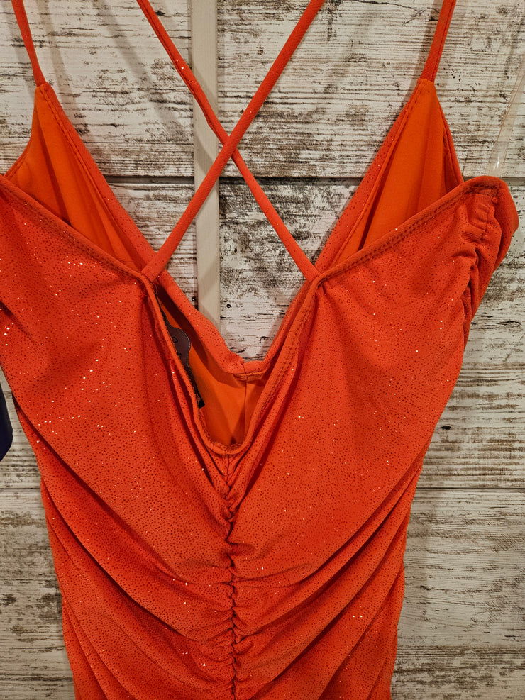 ORANGE SPARKLY SHORT DRESS