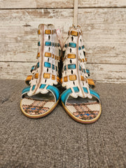 IVORY/COLORFUL SANDALS $130