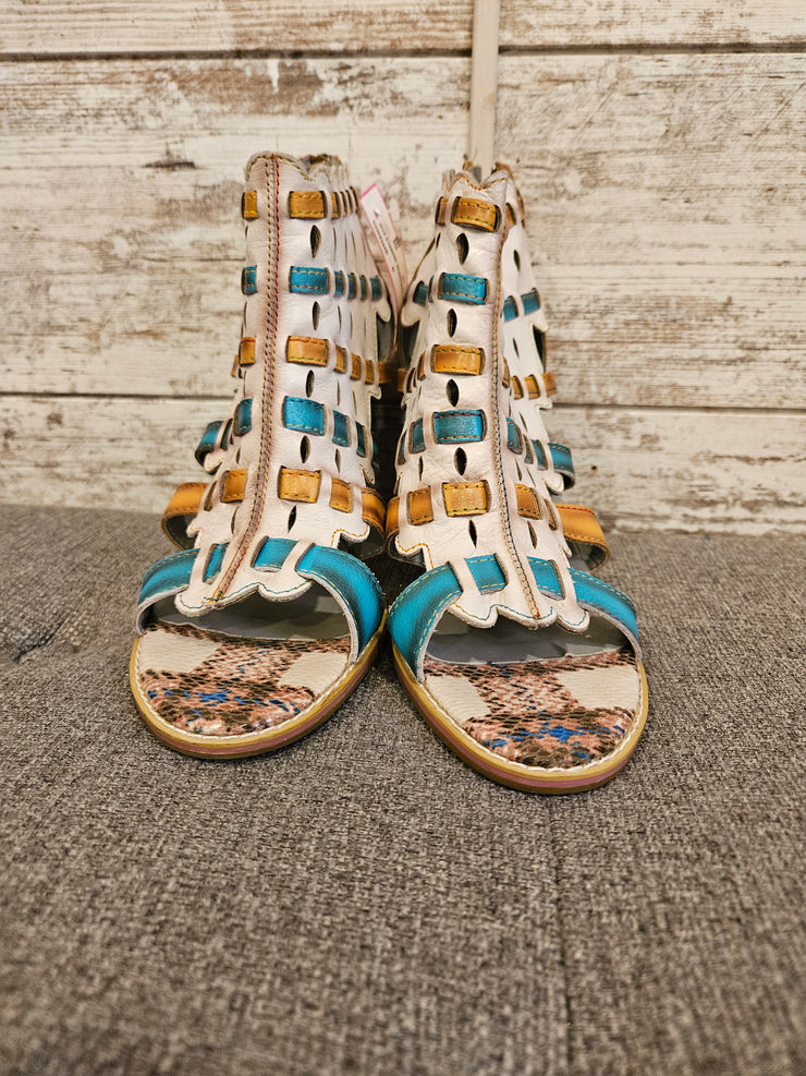 IVORY/COLORFUL SANDALS $130
