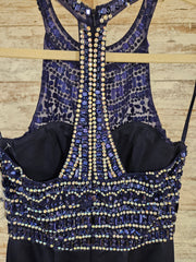 NAVY BEADED MERMAID GOWN (NEW)