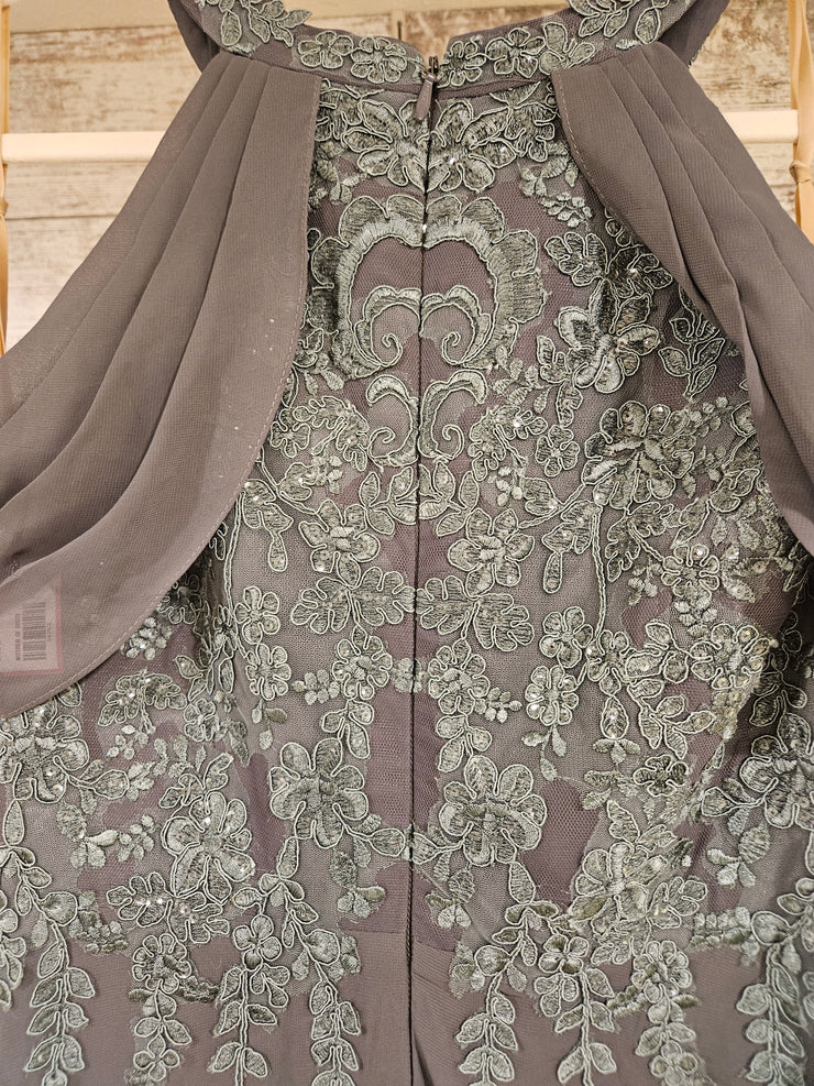 GRAY/FLORAL LONG DRESS (NEW)