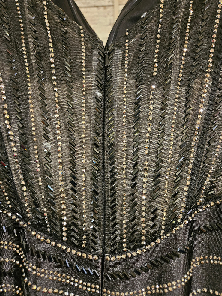 BLACK/SILVER SPARKLY LONG DRES