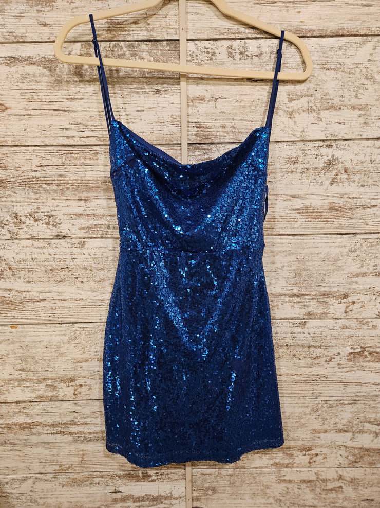 ROYAL BLUE SPARKLY SHORT DRESS