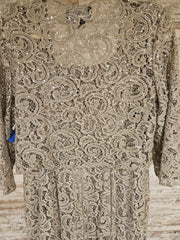 TAN LACE 2 PC. LONG DRESS SET