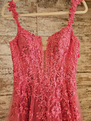 PINK/FLORAL A LINE GOWN