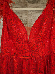 RED SPARKLY A LINE GOWN (NEW)
