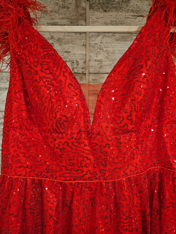 RED SPARKLY A LINE GOWN (NEW)