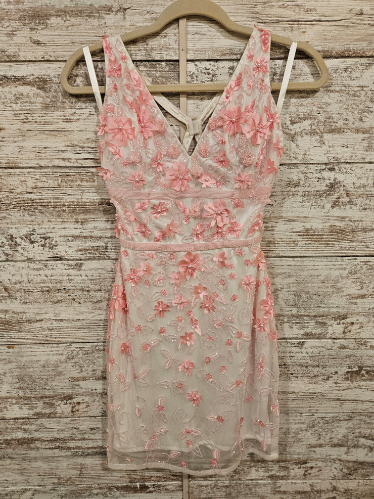 PINK/WHITE BEADED DRESS (NEW)