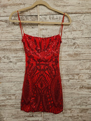 RED SPARKLY SHORT DRESS