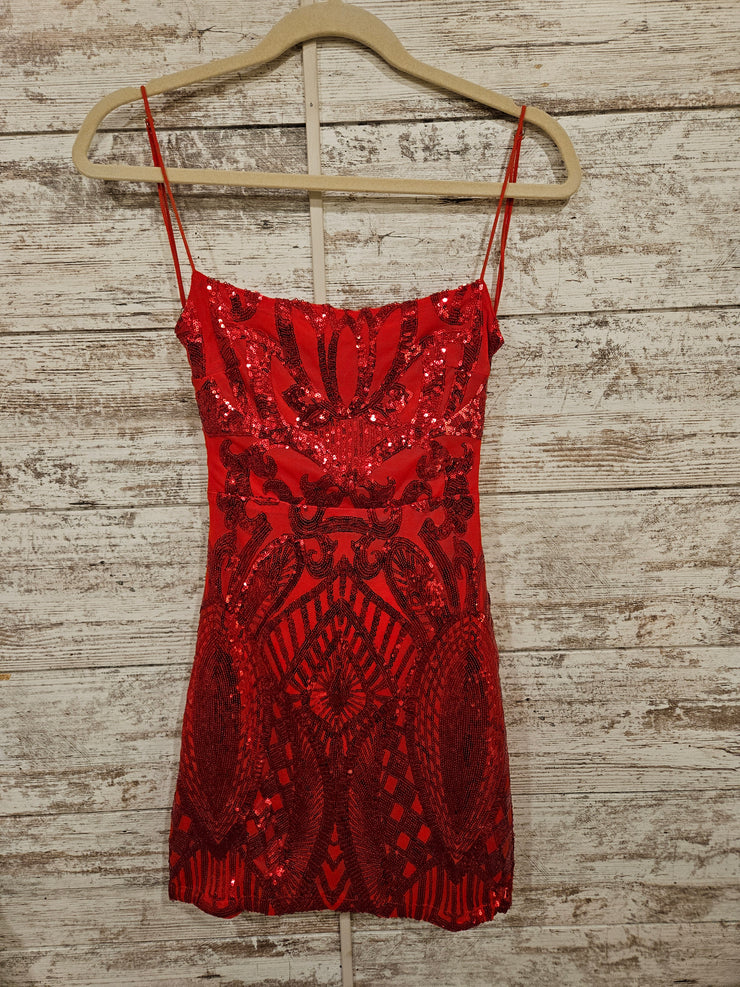RED SPARKLY SHORT DRESS
