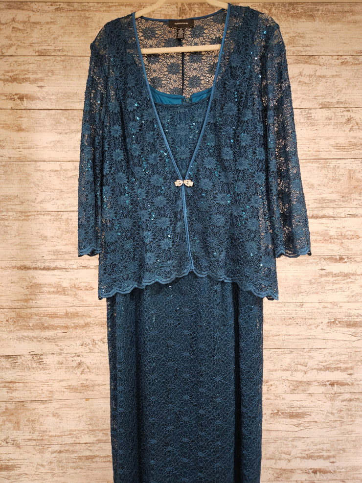 TEAL LACE 2 PC. LONG DRESS SET