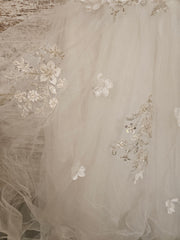 WHITE/FLORAL FLOWER GIRL-NEW