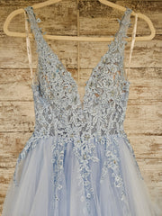 BLUE LAYERED A LINE GOWN