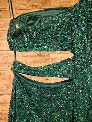 TEAL SPARKLY 1 SHOULDER DRESS