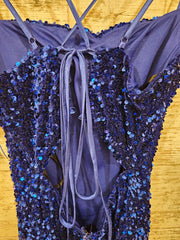 ROYAL BLUE SEQUIN SHORT DRESS
