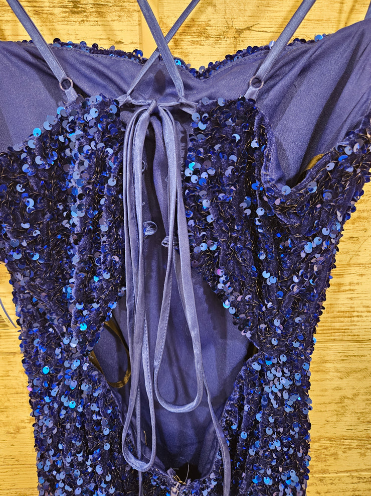 ROYAL BLUE SEQUIN SHORT DRESS